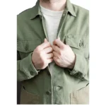 03-8345-77s - 4-Pocket Fatigue Shirt Reverse Sateen - Dark Olive Stone Boy Wearing