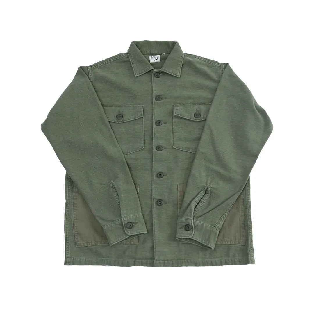 03-8345-77s - 4-Pocket Fatigue Shirt Reverse Sateen - Dark Olive Stone Front