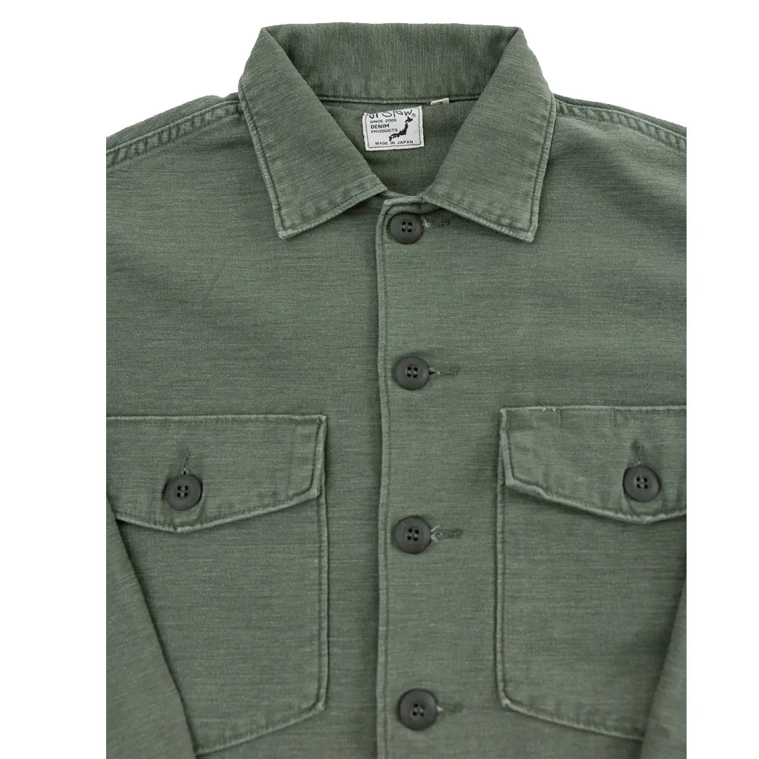 03-8345-77s - 4-Pocket Fatigue Shirt Reverse Sateen - Dark Olive Stone Zoom View