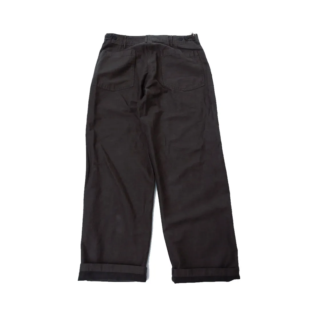 Fatigue Pants Cotton Linen Moleskin Relax Fit - Charcoal Gray Back