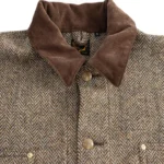 Harris Tweed Relaxed Fit Coverall Jacket - Khaki Front Zoom View
