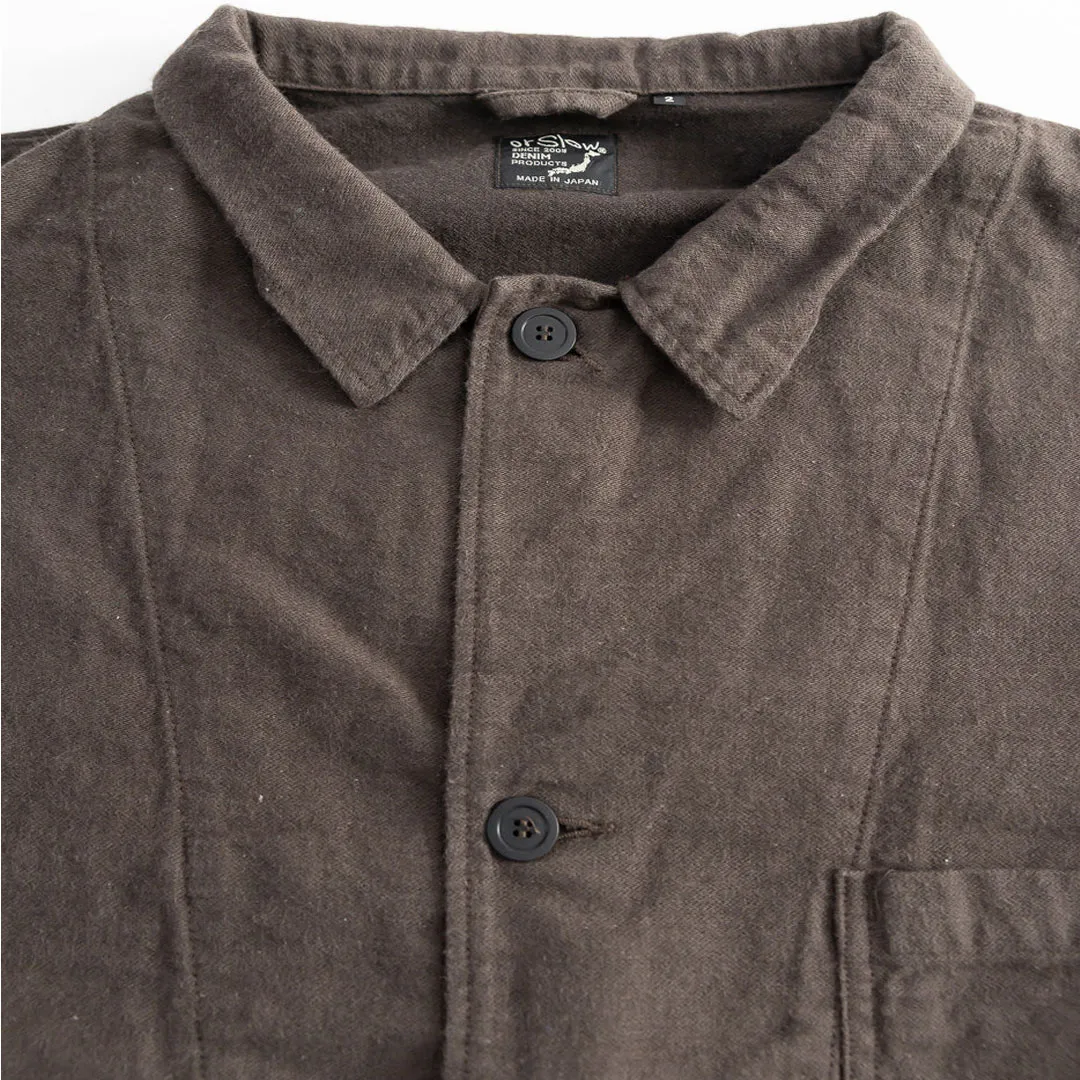 orSlow Cotton Linen Moleskin Relax Fit Simple Work Jacket Charcoal Zoom View