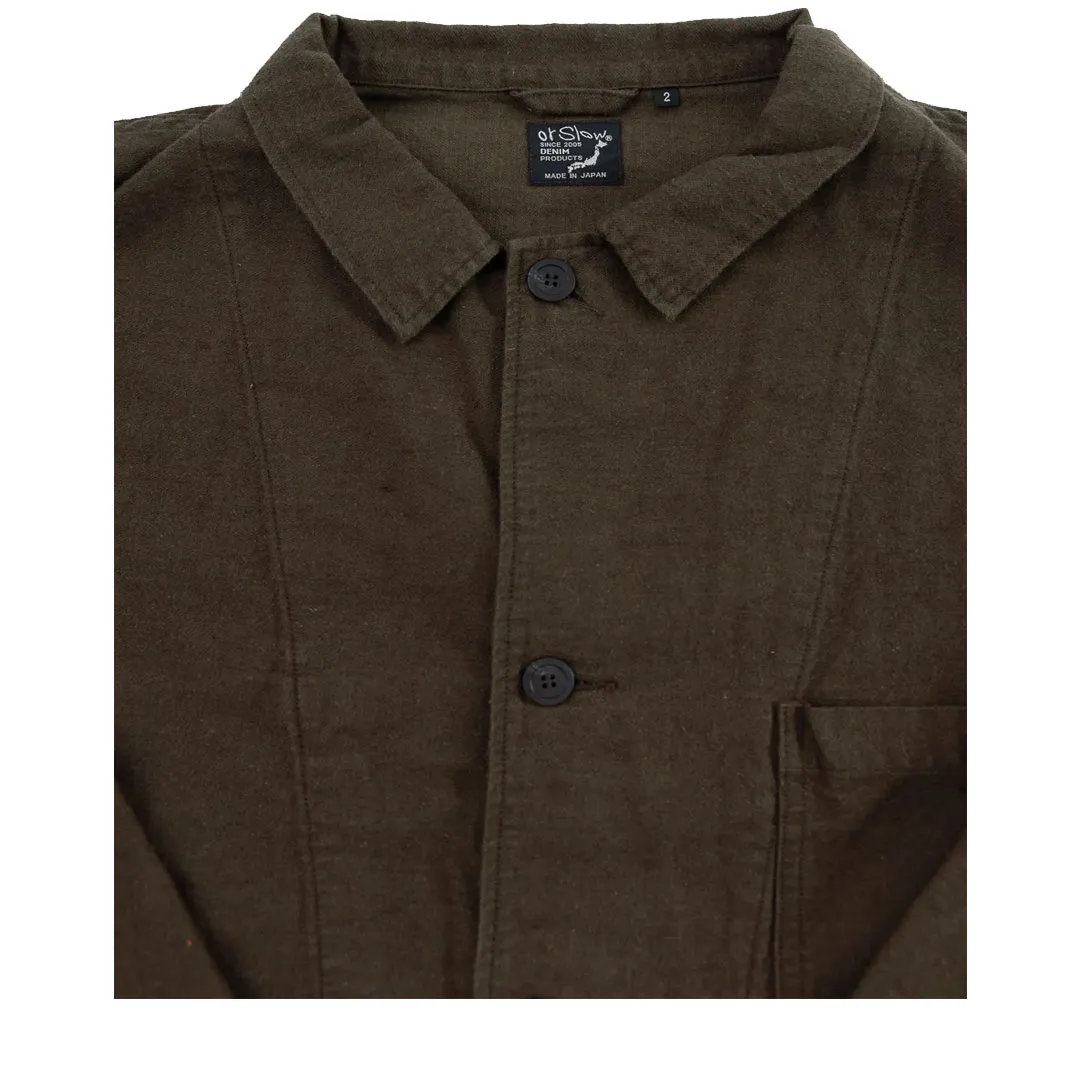 orSlow Cotton Linen Moleskin Relax Fit Simple Work Jacket FRONT View