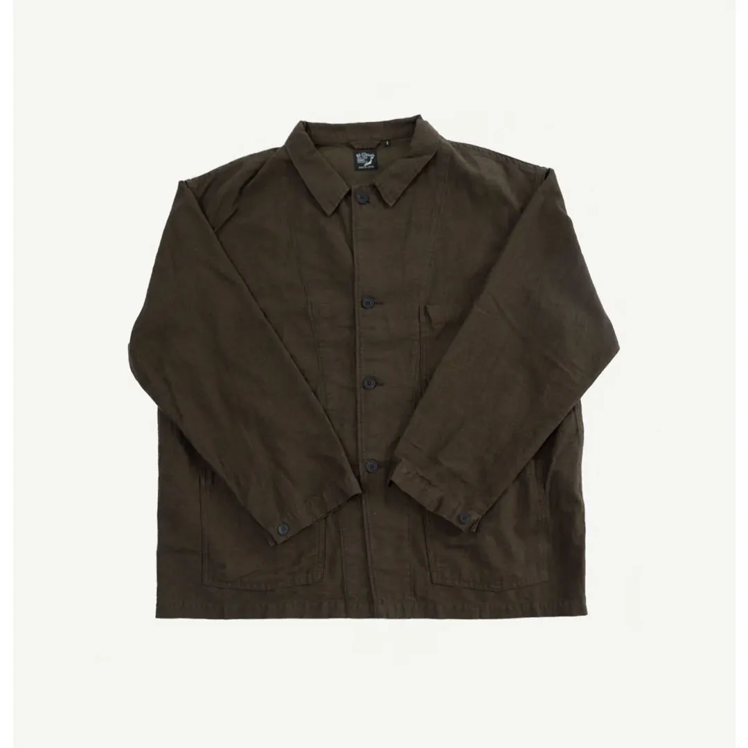 orSlow Cotton Linen Moleskin Relax Fit Simple Work Jacket Front