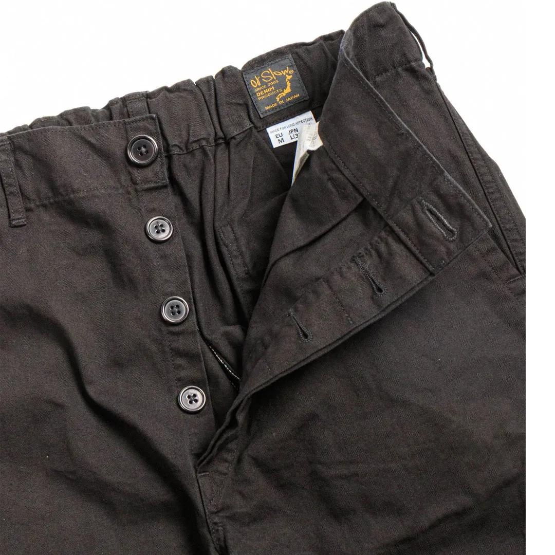 orSlow (LOT–5000) ORIGINAL HERRINGBONE FRENCH WORK PANT BLACK Front Opened