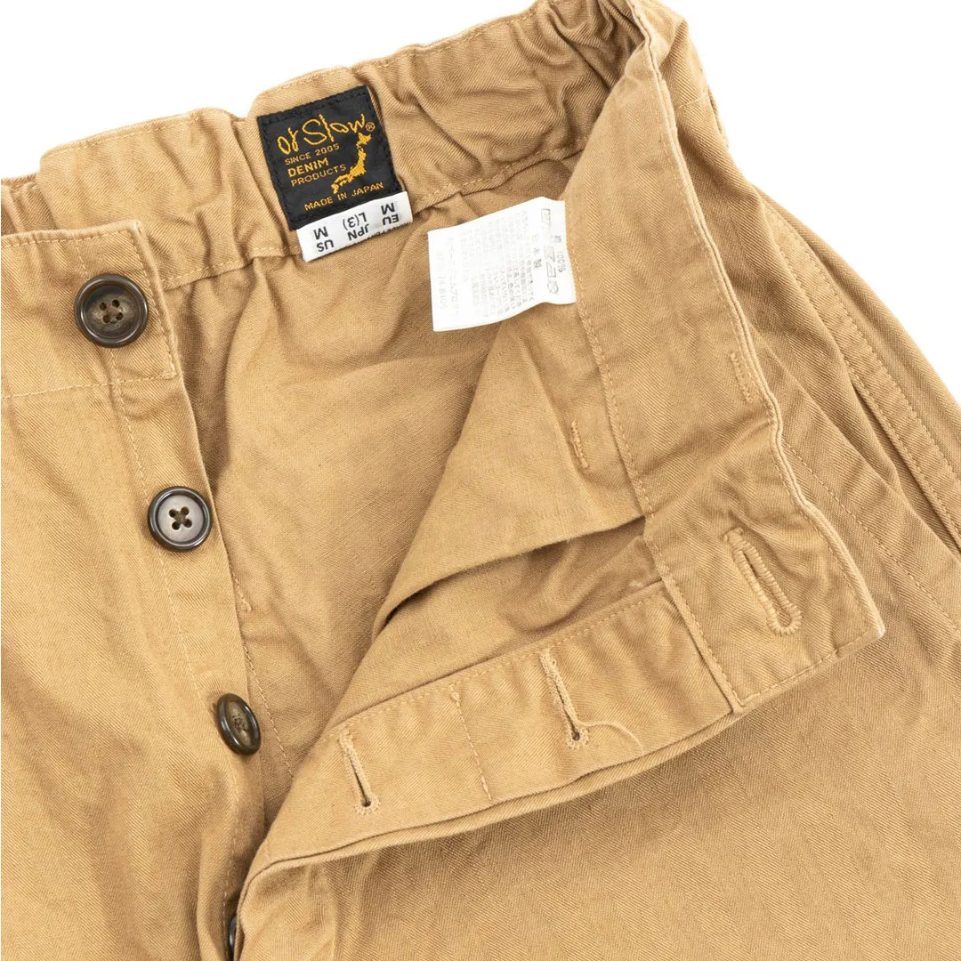 orSlow (LOT–5000) ORIGINAL HERRINGBONE FRENCH WORK PANT KHAKI Front opened