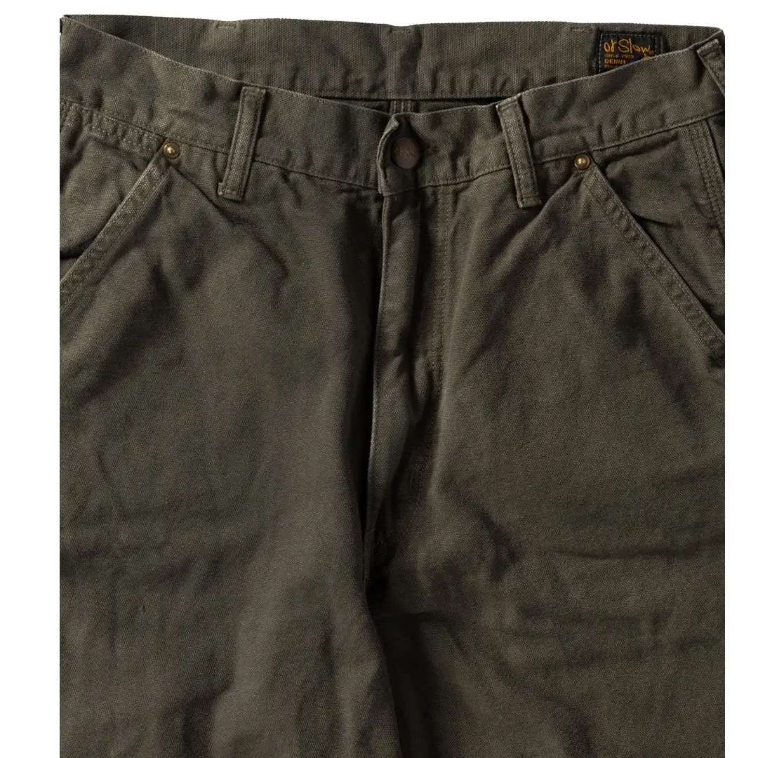 Dad's Fit Oxford Painter Pants - Army Green Front