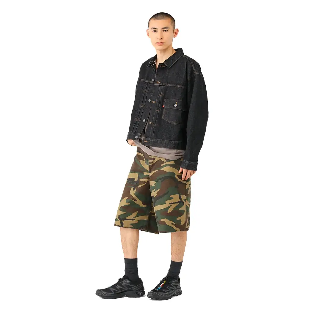 OrSlow × BEAMS “100 Super Dad” Woodland Camo Short Pant Side View