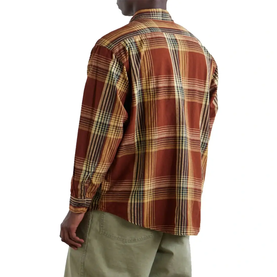 orSlow Checked Cotton and Linen-Blend Shirt Back