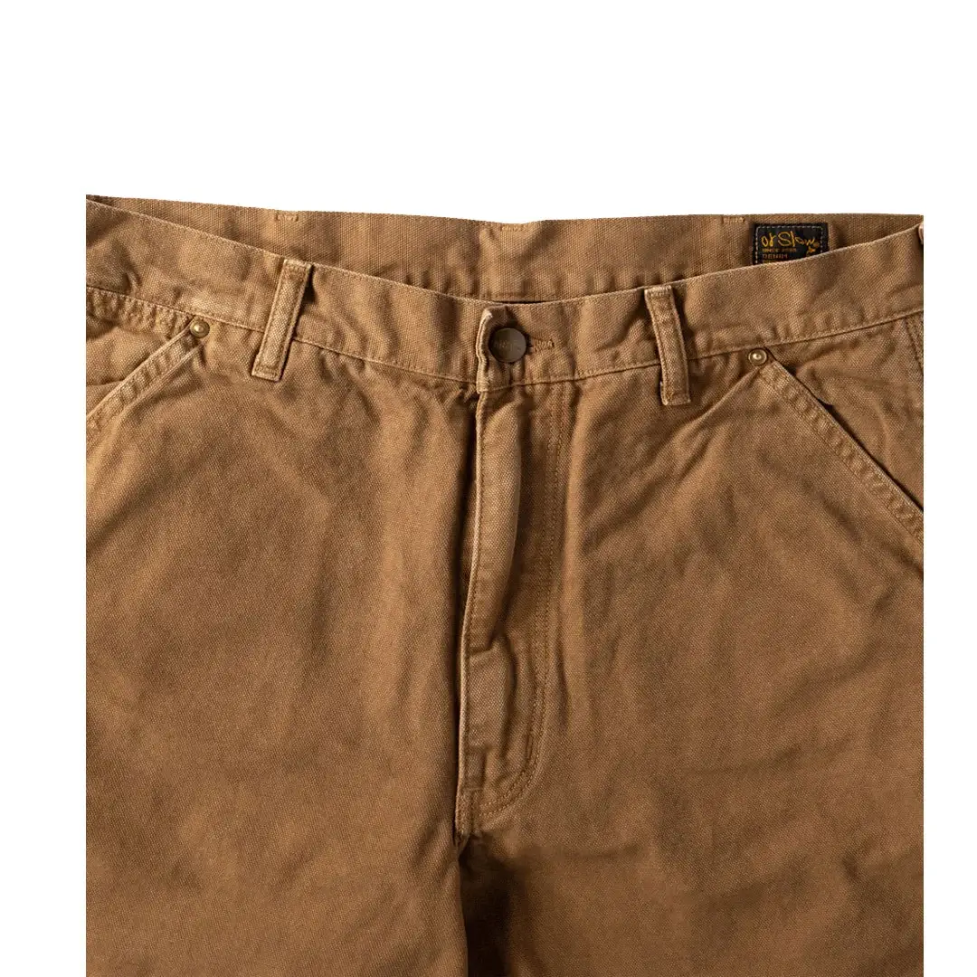 orSlow Dad's Fit Oxford Painter Pants - Brown Front Close