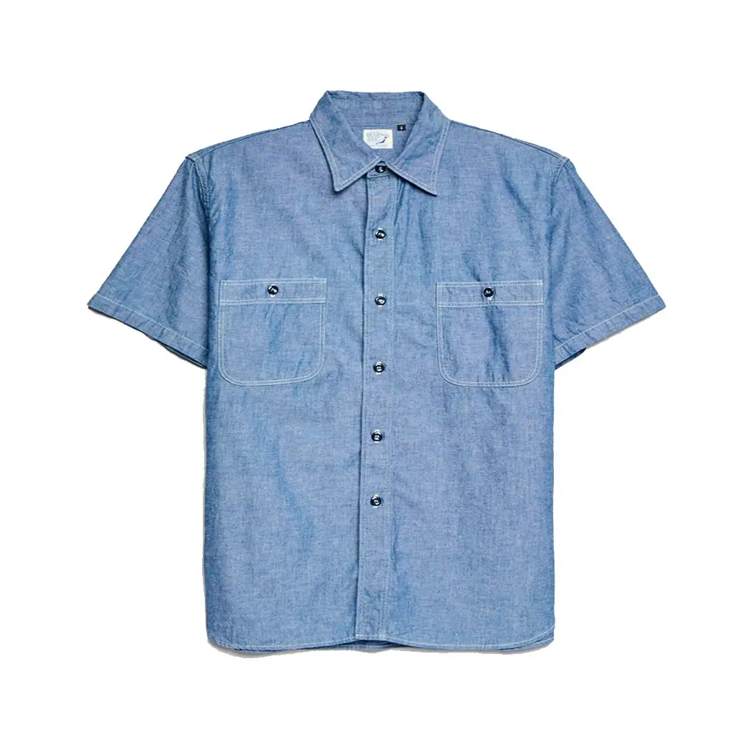 orSlow Vintage Fit SS Chambray Work Shirt in Indigo Front