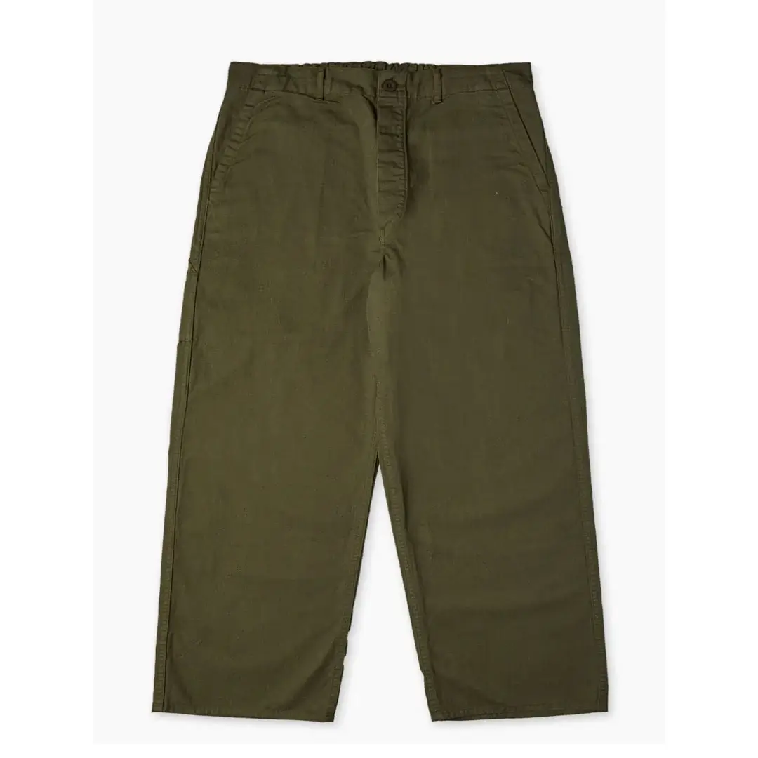 orSlow Wide Fit French Work Pants Army Green Front