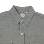 orSlow Short Sleeve Chambray Work Shirt - Grey Front Upper